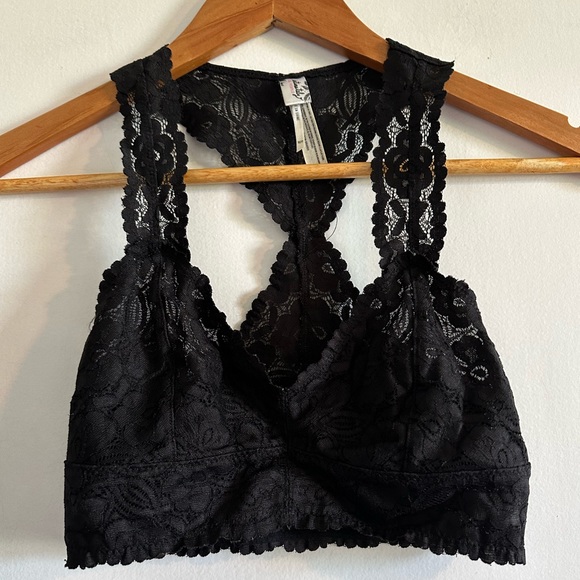 Intimately Free People Black Galloon Racerback Lace Bralette Size XS EUC - Picture 2 of 6